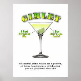 Póster Gimlet Martini Cocktail Receta 18"x24" Poster de A
