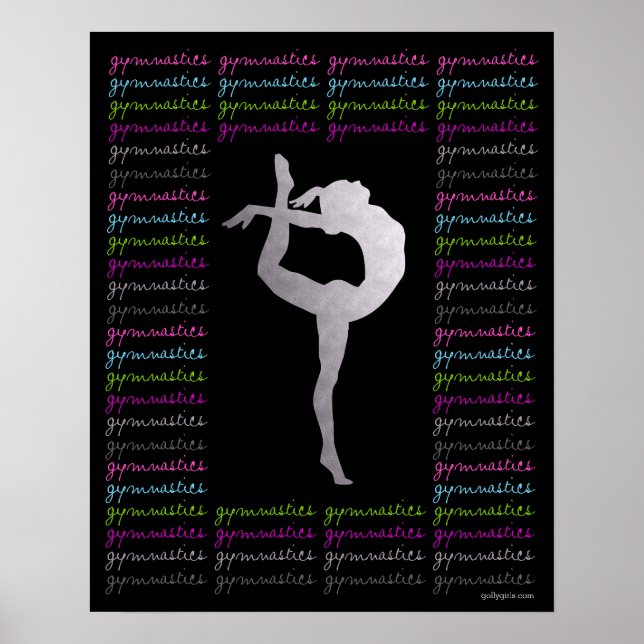 Póster Gimnasia artística tipografía colorida (Frente)