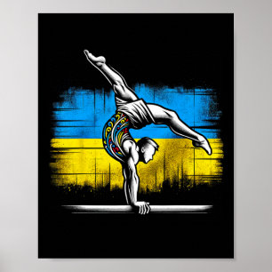 Póster Gimnasia Artística Ucraniana Bandera de Ucrania At