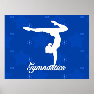 Póster Gimnasia Chica Estrellas azules
