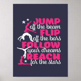 Póster Gimnasia Cita Chica Gimnast Salto De La Viga