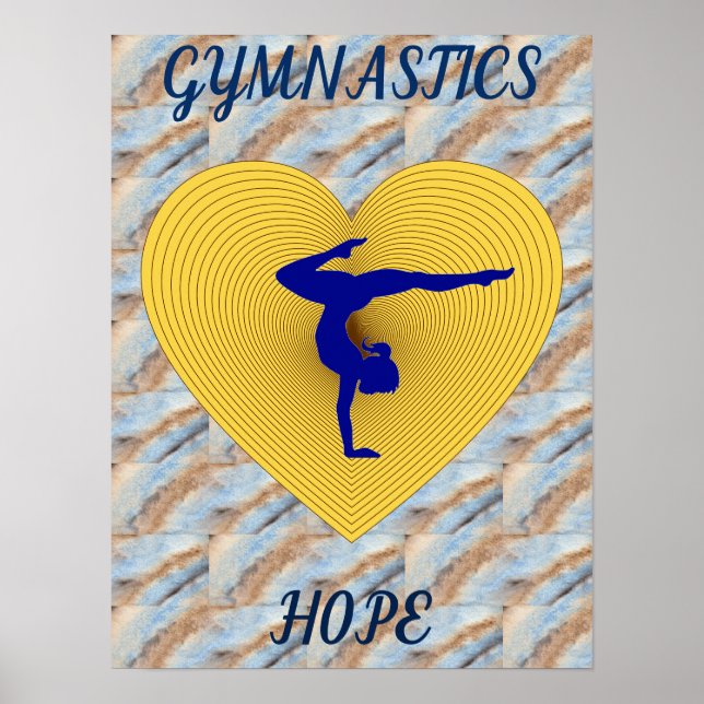 Póster Gimnasia de corazón dorado con gimnasta (Frente)