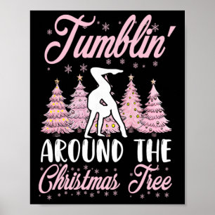 Póster Gimnasia de niñas voltereta gimnasta Navidad