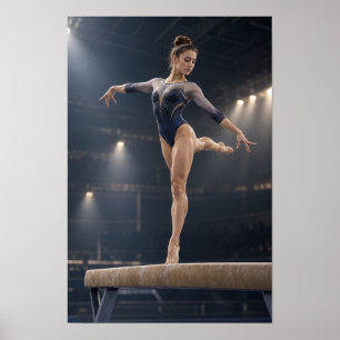 Póster Gimnasia de Viga de Equilibrio Gimnasta Femenina E