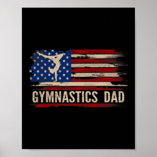 Póster Gimnasia De Vintage Dad Bandera Estadounidense Dep