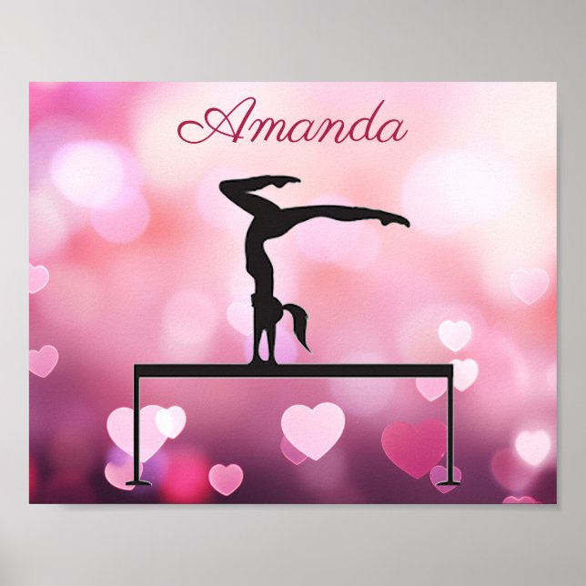 Póster Gimnasia Equilibrio Beam Pink Hearts (Frente)