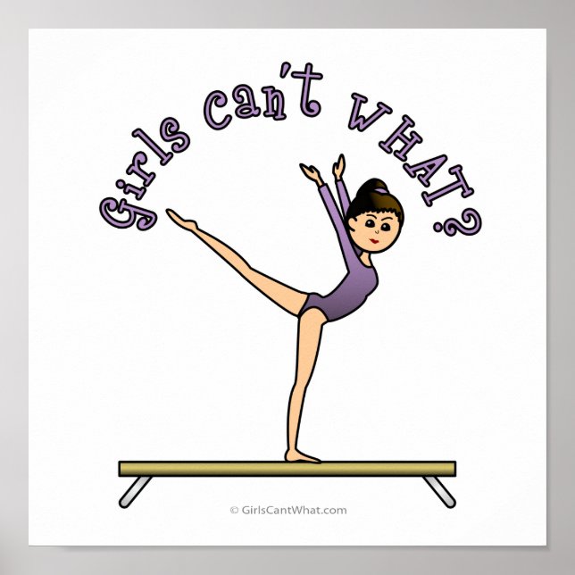Póster Gimnasia femenina ligera en viga equilibrada (Frente)