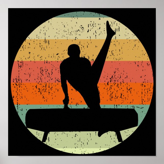 Póster Gimnasia masculina masculina masculina al atardece (Frente)
