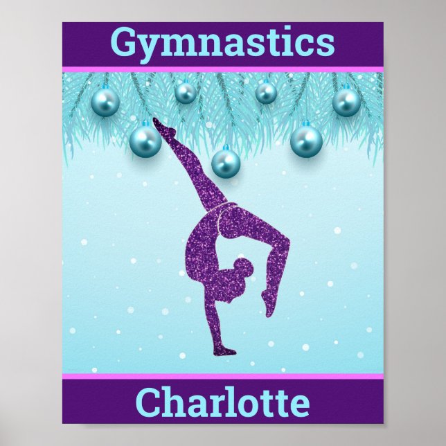 Póster Gimnasia Navidades Purple Aqua Personalizada (Frente)