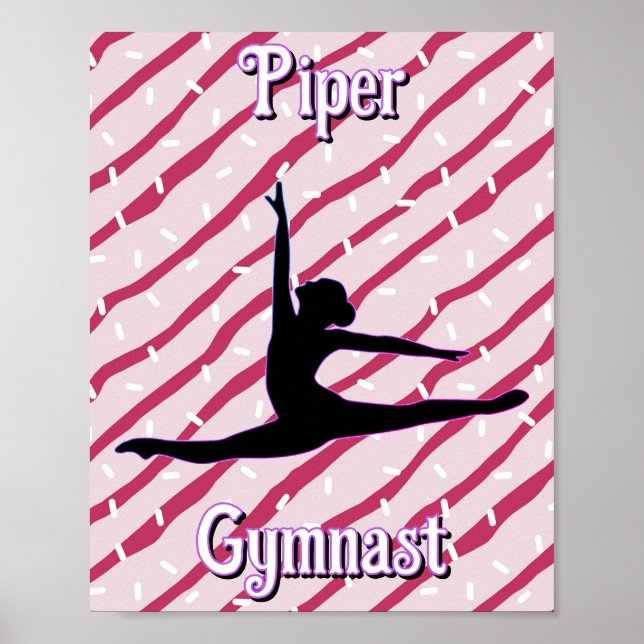 Póster Gimnasia Pink White Peppermint Candy Sprinkle (Frente)