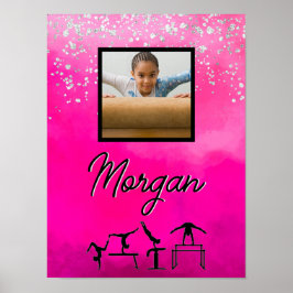 Póster Gimnasia Rosa, Plata, Personalizado Purpurina Foto
