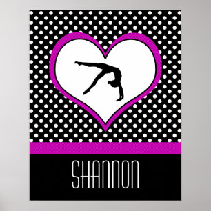 Póster Gimnasia rosada Polka-Dot con corazón