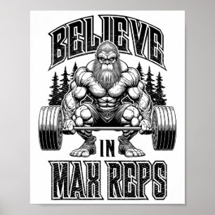 Póster Gimnasio Bigfoot Cree En Reps Máximas Levantamient
