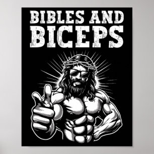 Póster Gimnasio Culturismo Fitness Humor Biblias Y Bíceps