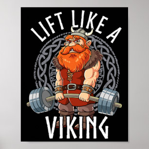 Póster Gimnasio culturismo Levanta Como Un Vikingo 