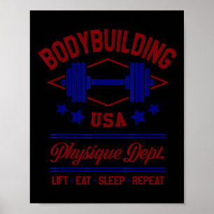 Póster Gimnasio De Construcción De Cuerpo Retro Vintage P