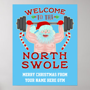 Póster Gimnasio de encargo divertido de Swole Papá Noel