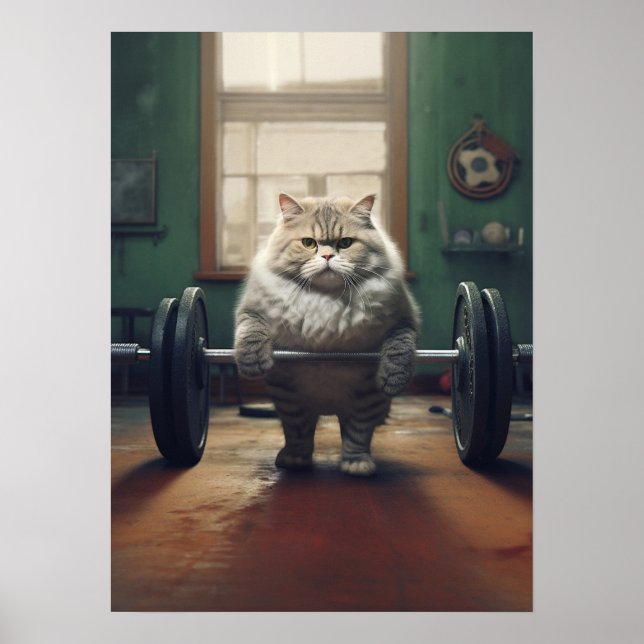 Póster Gimnasio de entrenamiento de gatos (Frente)