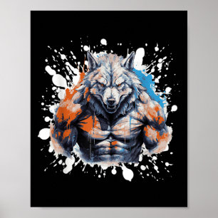 Póster Gimnasio de entrenamiento de lobo luchador culturi