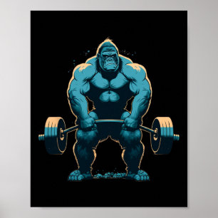 Póster Gimnasio de levantamiento de pesas de gorila Fitne
