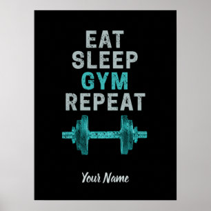 Póster Gimnasio De Sueño Comido Vintado Gimnásico Repenti