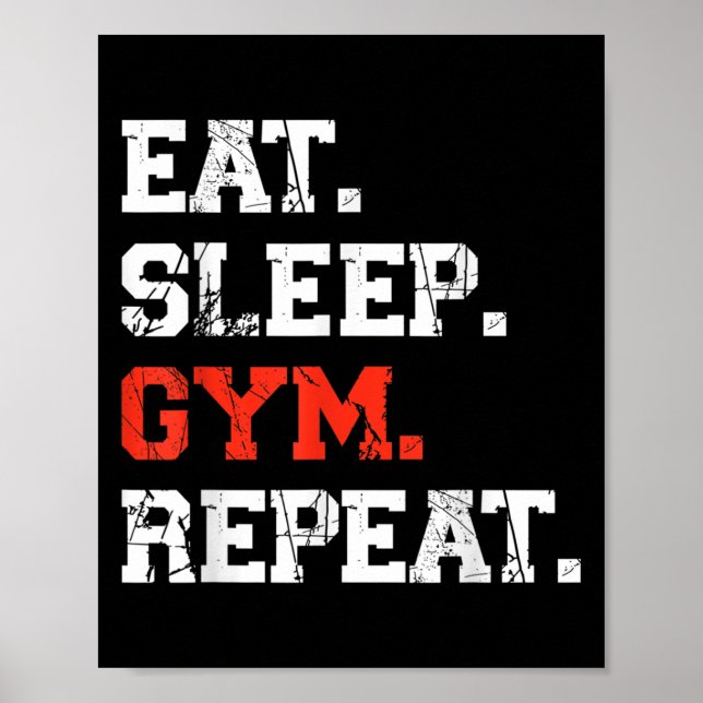 Póster Gimnasio de sueño de Comida Repite Funny Fitness E (Frente)