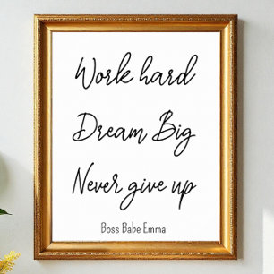 Póster Gimnasio duro de trabajo de citas de éxito en blan