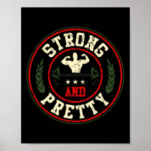 Póster Gimnasio Fuerte Y Bonito Formación Bodybuilding Ba
