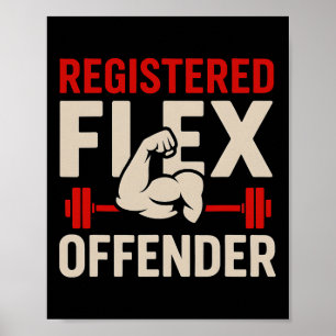 Póster Gimnasio Funny Offender Flex Registrado Workout Bo