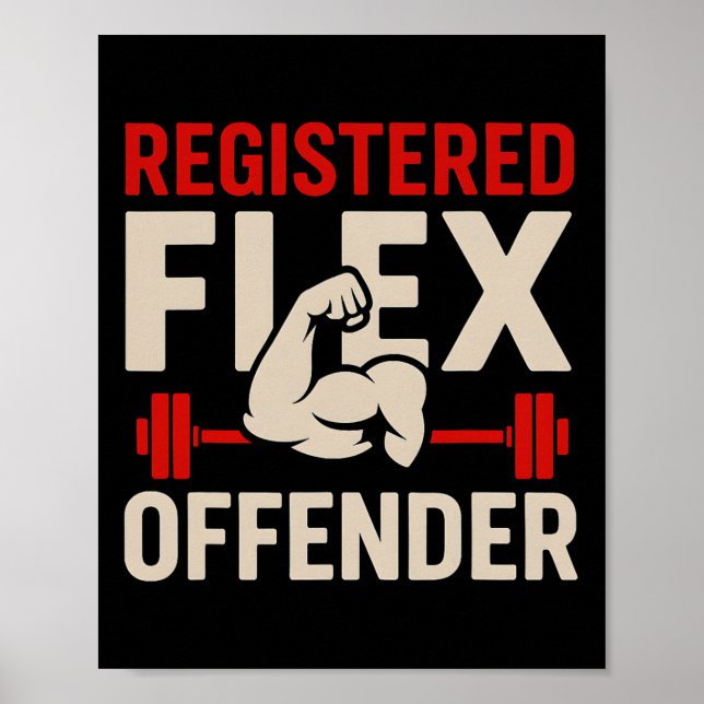 Póster Gimnasio Funny Offender Flex Registrado Workout Bo (Frente)