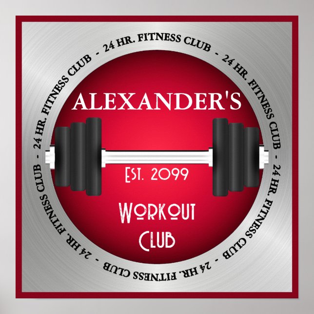 Póster Gimnasio Hogar Gimnasio Gimnasio Abierto Las 24 Hr (Frente)