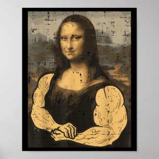 Póster Gimnasio Mona Lisa Muslo Diversión entrenamiento F