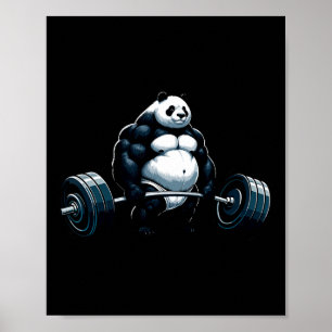 Póster Gimnasio Muscular Panda Bodybuilder Motivación de 