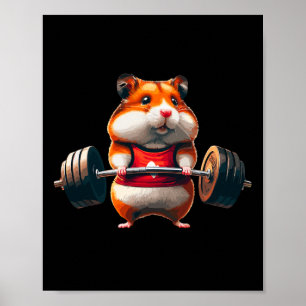 Póster Gimnasio Músculo Hámster Humor de Levantamiento Mo