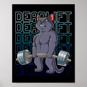 Póster Gimnasio para gatos Levantamiento de peso muerto H
