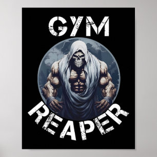 Póster Gimnasio Reaper Fitness Halloween Esqueleto Entren