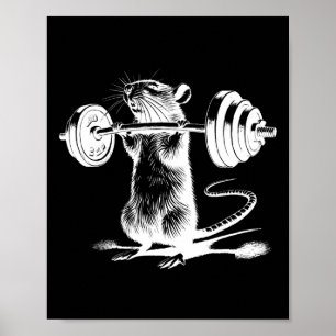 Póster Gimnasio Retro Rata Fitness Culturismo Entrenamien