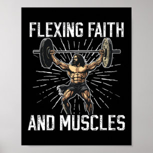 Póster Gimnasio y Jesús Cristianos Fisicoculturista Cuerp