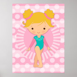 Póster Gimnasta - Gimnasia Cuta - Aqua Blonde Rosa
