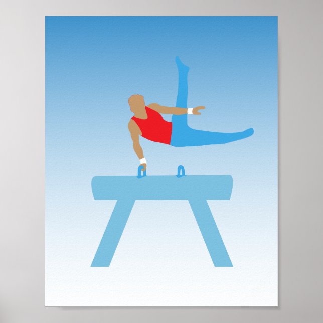 Póster Gimnasta masculino en caballo de Pommel (Frente)