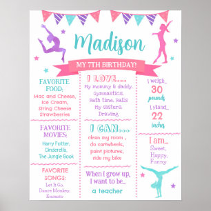 Póster Gimnastic Gymnast Birday Milestone Board Rótulo