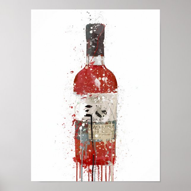Póster Gin Bottle Wall Art Print "Berry" (Frente)