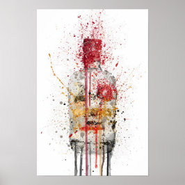 Póster Gin Bottle Wall Art Print 'Crimson'