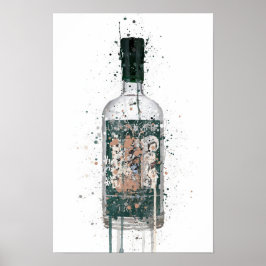 Póster Gin Bottle Wall Art Print 'Deep Pine'