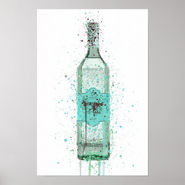 Póster Gin Bottle Wall Art Print 'Duck Egg Blue' (Frente)