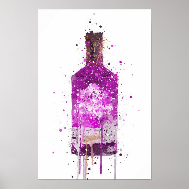Póster Gin Bottle Wall Art Print 'Magenta' (Frente)