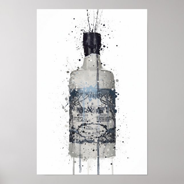 Póster Gin Bottle Wall Art Print 'Rock Pool' (Frente)