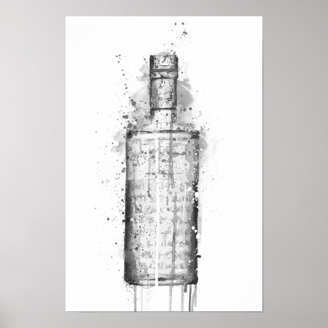 Póster Gin Bottle Wall Art Print 'Steel Grey' Grey (Frente)