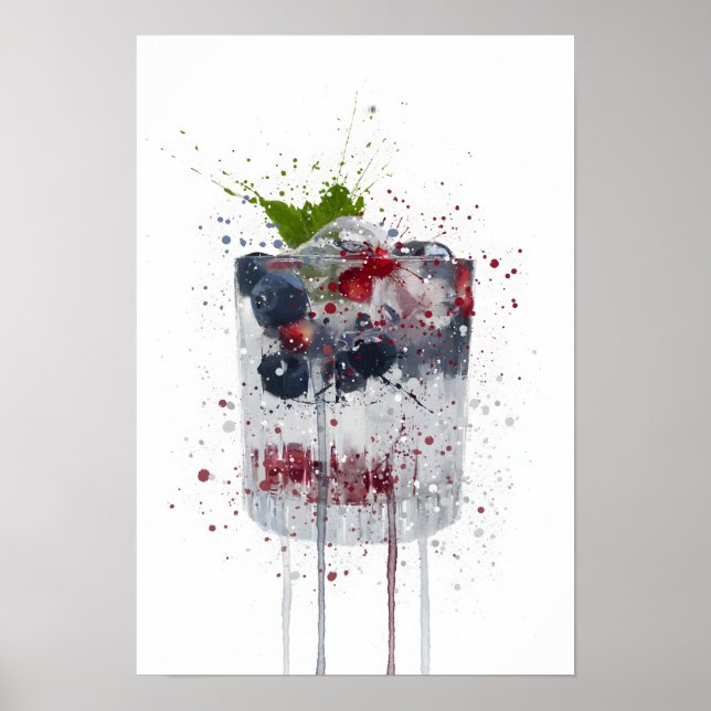 Póster Gin & Tonic 'Blueberry and Pomegranate' (Frente)