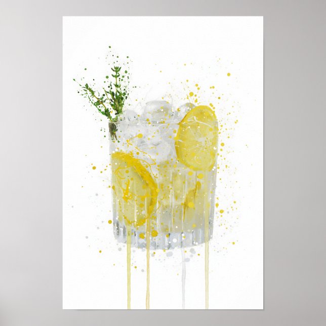 Póster Gin & Tonic 'Limón y Tomillo' (Frente)